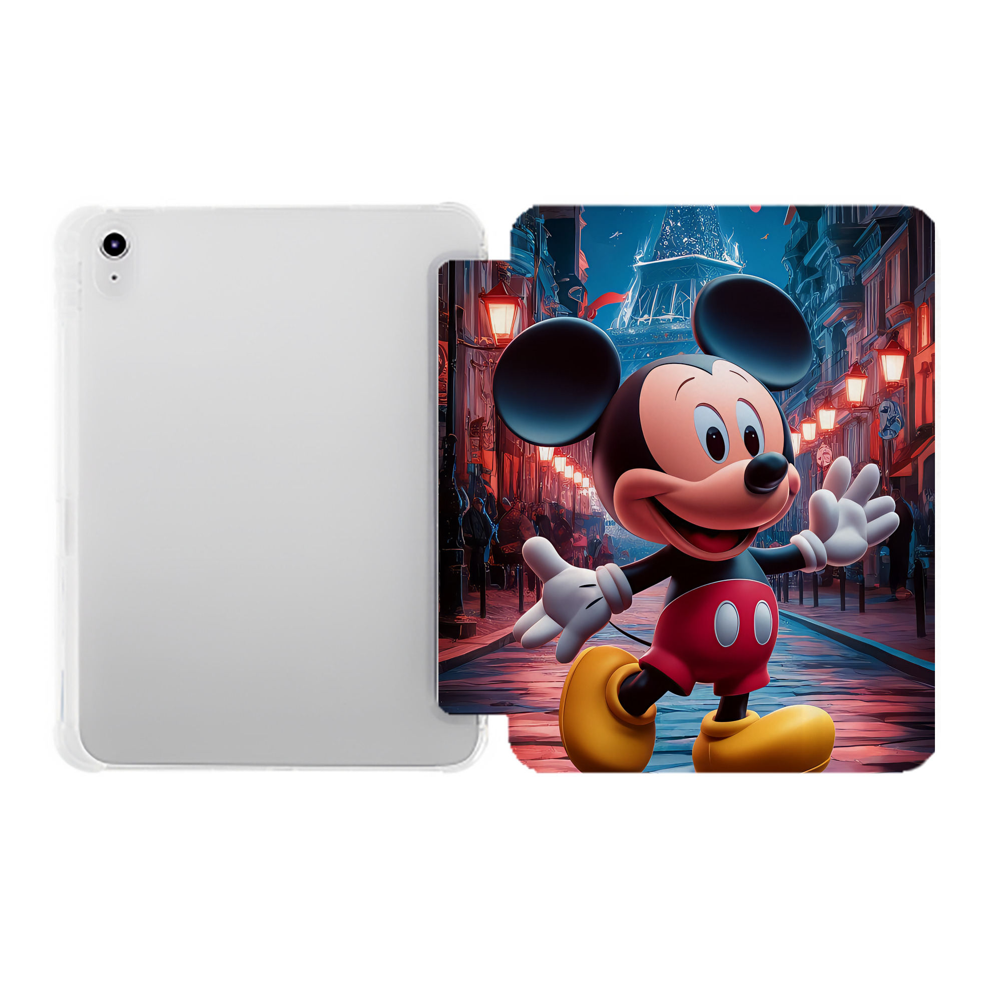（画像用） ミッキーマウス Mickey Mouse IPad ケース ペン収納付き 三つ折りスタンド PUレザー×シリコン 対応機種9.5/10.5/10.9インチ